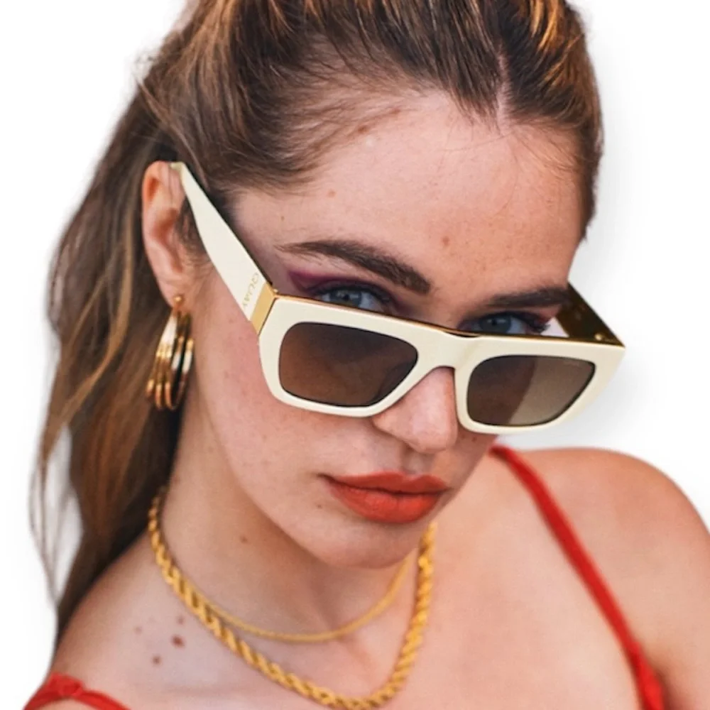 QUAY Dollar Sign Sunglasses Polarized White Tortoise Frame Brown Lens Unisex NWT